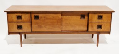 Mid-century retro BCM of Bath sideboard comprising two panelled sliding doors opening to a shelf,