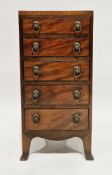 20th century mahogany small chest in the Regency manner, the caddy top over five long graduated