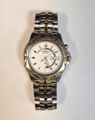 Seiko Kinetic gent's stainless steel and gilt metal wristwatch having baton numerals and rectangular