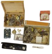 Collection of costume jewellery including vintage marcasite brooches, earrings and buckles, other
