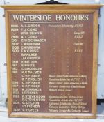 Late 19th / early 20th century oak school honours board from Wintersloe School , dating from 1898 to