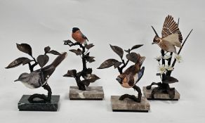 Four Albany Fine China Ltd European Finch series models including Hawfinch, a Bullfinch, a