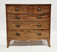 Early 19th century mahogany chest, the rectangular top with thumbmould edge, over two short and
