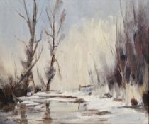 John Croft (1923) Oil on board  Winter landscape, signed lower left, 24.5 cm x 29cm