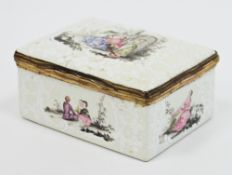 German enamel and gilt-metal mounted rectangular snuff-box and cover, circa 1770, painted en