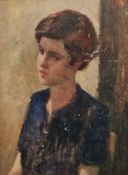 Maurice Field (1905-1988) Oil on board Portrait of a young girl, signed and dated 1955 verso, framed