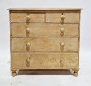 Victorian pale pine chest, the rectangular top with thumbmould edge over two short and three long