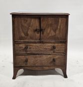 Early 19th century mahogany and cross-banded night stand, the rectangular top with thumbmoulded edge