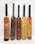 Group of five vintage cricket bats, including one signed example, comprising: a Quaife & Lilley 'TOM