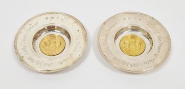 Two silver dishes commemorating the marriage of the Prince of Wales to Lady Diana Spencer, London