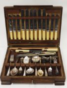 Part canteen of cutlery, Art Deco Grecian pattern handles, comprising twelve knives, twelve forks,