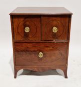 Early 19th century mahogany and ebony string inlaid night stand, the rectangular top with ogee