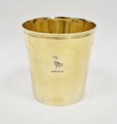 George III silver gilt beaker, London 1828, William Ker Reid, of tapering cylindrical plain form