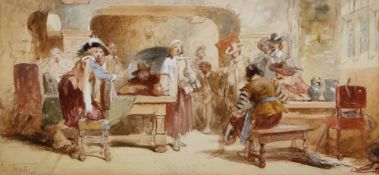 Charles Cattermole (1832-1900) Watercolour drawing heightened with white 'The Audition', 17th