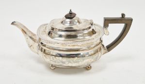 George V silver teapot, London 1913, makers marks rubbed but engraved to base John Hall & Co,