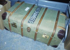 Canvas trunk and a bentwood trunk, named to P.A.F. Chambers