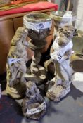 Collection of garden statuary and other items including sundial on column, mother and child etc.(5)