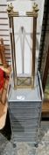 Brass stickstand of square form and a modern metal filing trolley (2)