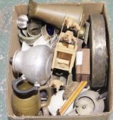 Mixed lot of glassware and metalware including Art Deco, boxed lead crystal tumbler set,