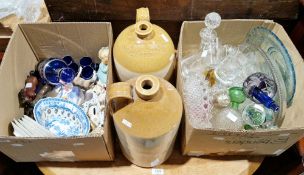 Assorted ceramics and glass including a 19th century Spode blue and white pierced basket, a Royal