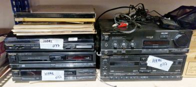 Technics sound system including amplifier, cassette deck, stereo tuner, turntable system and CD