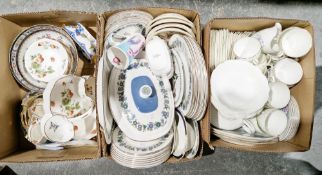 Three boxes of assorted ceramics including Royal Doulton Esprit pattern tableware, various
