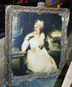Large giclee print of an 18th century oil portrait painting in substantial 19th century gilt and