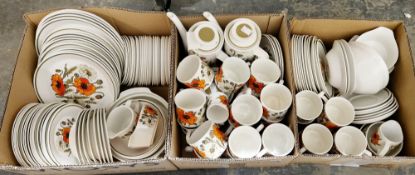 Quantity of J&G Meakin tableware decorated with poppies and wheat, etc (3 boxes and loose plates)
