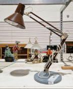 Vintage anglepoise lamp painted brown with weighted base