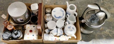 Three boxes of assorted items including a Royal Worcester Rhapsody part breakfast set, a Bridgewater