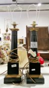 Pair of modern black and gilt table lamps modelled as columns (2)  Condition Report The approx