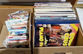 Two boxes of records including LPs and 45s including ABBA, The Beatles, etc (2 boxes)