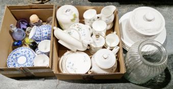 Quantity of assorted ceramics including Royal Crown Derby blue and white teacups and saucers, a