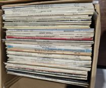 Two boxes of vinyl LPs mainly swing, jazz and big band including artists such as Benny Goodman,