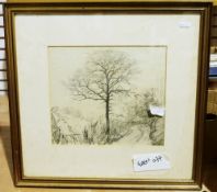 Late 19th/early 20th century  Oil on canvas Riverside house Pencil sketch Tree, indistinctly signed