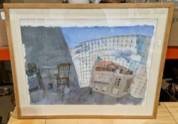 Watercolour of a kitchen interior and various prints (5)