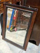 Rectangular mahogany wall mirror with bevelled glass 92cm x 67cm