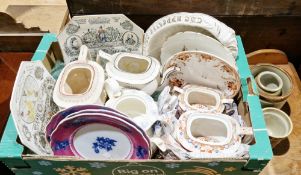 Quantity of ceramics mainly 19th century, including 1887 Jubilee commemorative plates, teapots, etc