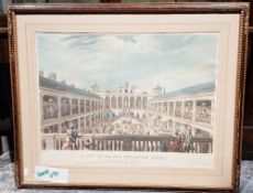 Three 19th century coloured prints of The Royal Exchange, Cornhill, London Bridge and Southwark