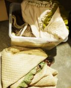 Quantity of assorted textiles including a quilted cover (1 box)