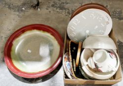 Quantity of ceramics including a studio pottery bowl, a slipware dish and various other items