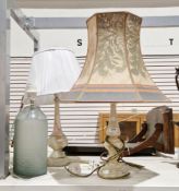 Modern table lamp with frosted glass vase base, 30cm high and two other table lamps (3)