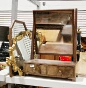 19th century mahogany swing toilet mirror and two other gilt framed mirrors (3)