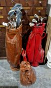 Set of Sparco golf clubs in leather case and another set of golf clubs