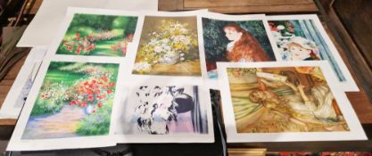 An artist's folder and contents of unframed prints by various artists signed in pencil including
