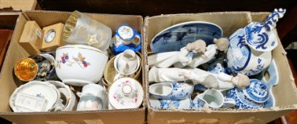 Two boxes of assorted items including Nao figurines, trinket dishes, etc (2 boxes)