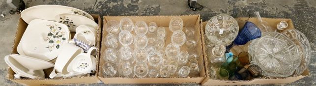 Assorted ceramics and glass including a large cut glass bowl, tableware, etc (3 boxes plus)