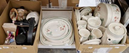 Quantity of assorted items including a Wedgwood Raspberry Cane pattern part table service, a pair of