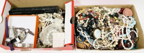Large quantity of mixed costume jewellery, compacts, jewellery boxes, jewellery stands and other