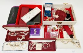 Mixed lot of costume jewellery including necklaces, pendants, brooches, RAF sweetheart style brooch,